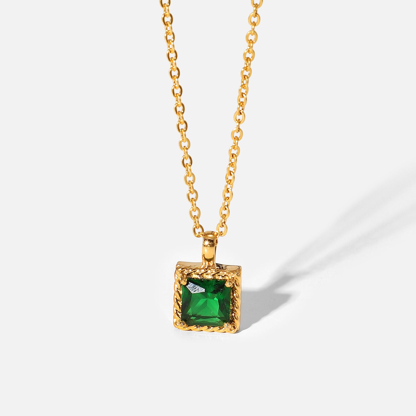 Pretentious Squared 18k PVD Gold Plated Colorful Zircon Necklaces