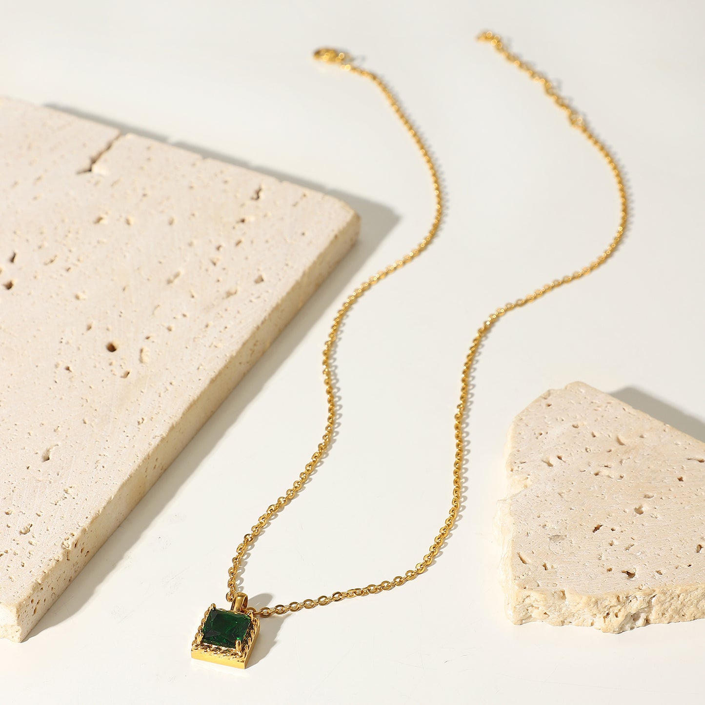 Pretentious Squared 18k PVD Gold Plated Colorful Zircon Necklaces