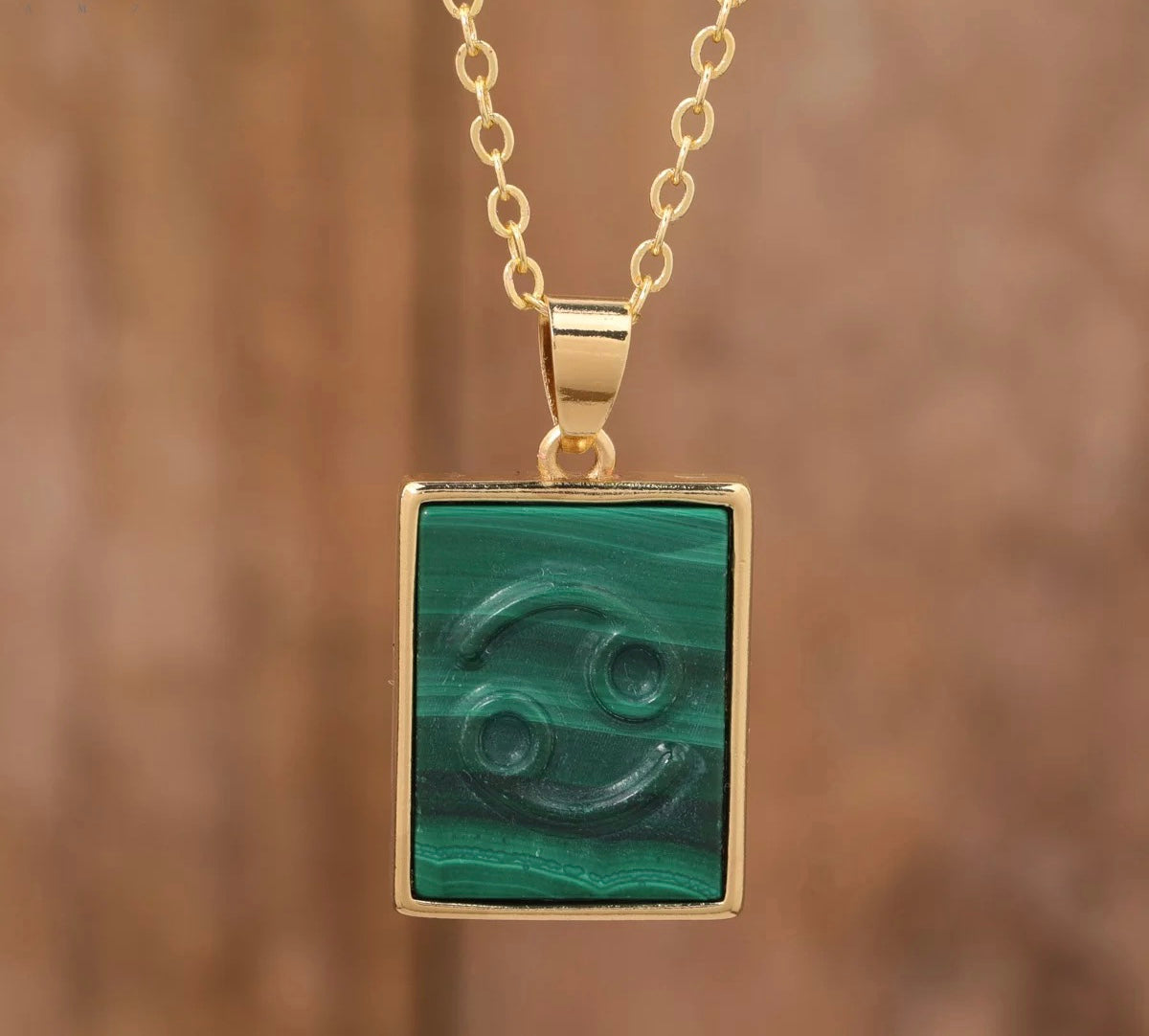 18K Gold Malachite Zodiac Necklaces