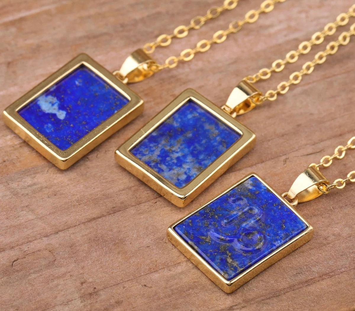 18K Gold Lapis Lazuli Zodiac Necklace