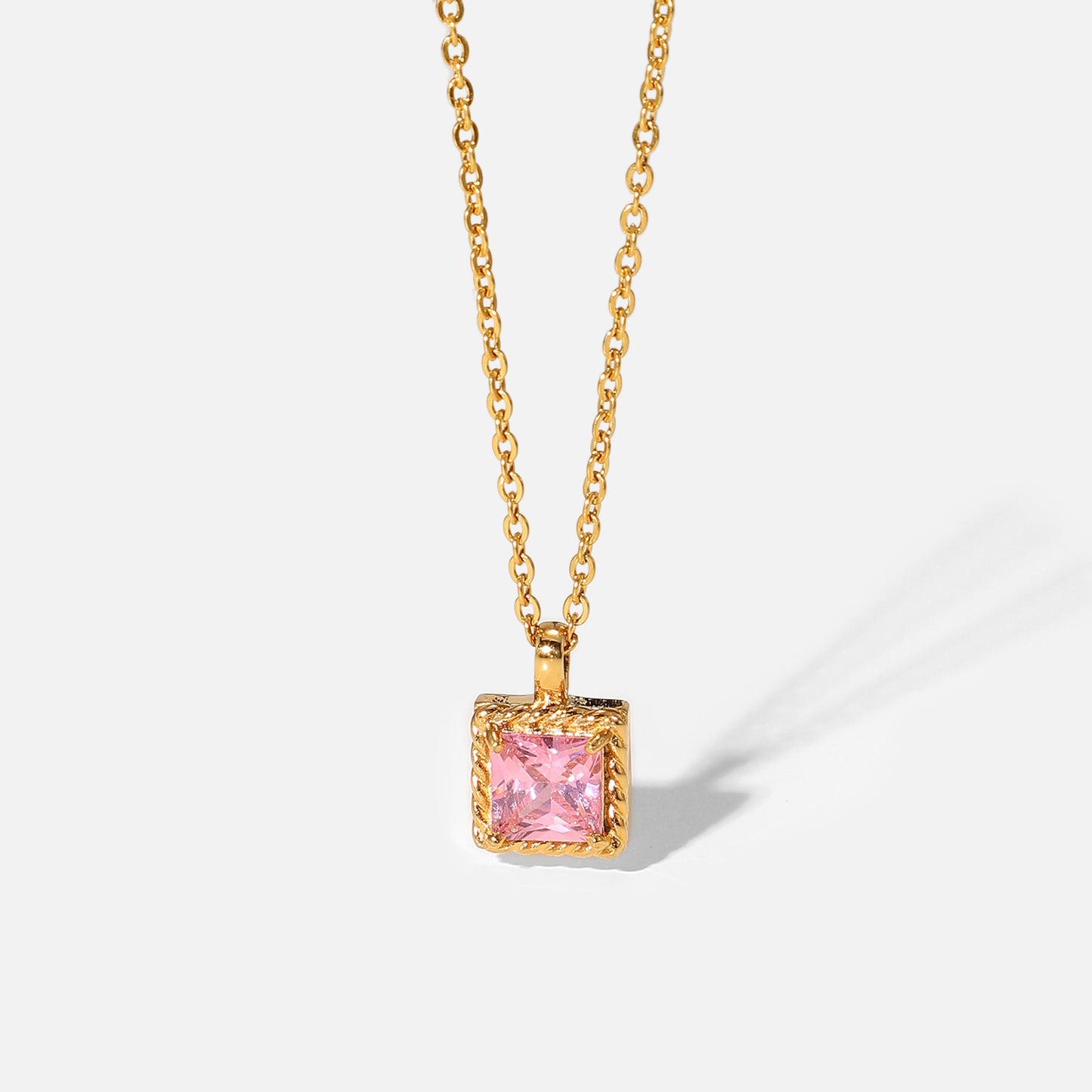Pretentious Squared 18k PVD Gold Plated Colorful Zircon Necklaces