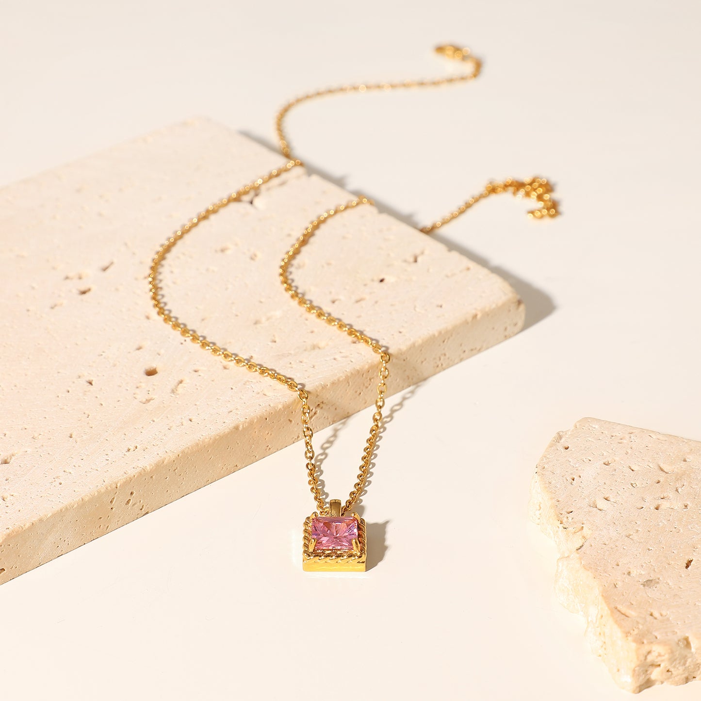 Pretentious Squared 18k PVD Gold Plated Colorful Zircon Necklaces