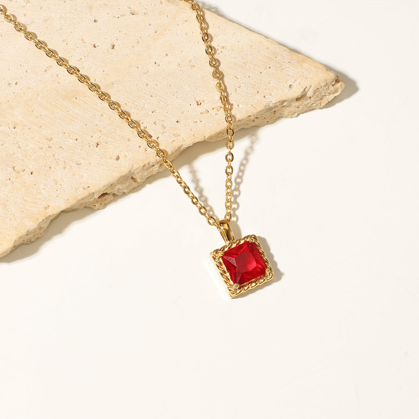 Pretentious Squared 18k PVD Gold Plated Colorful Zircon Necklaces