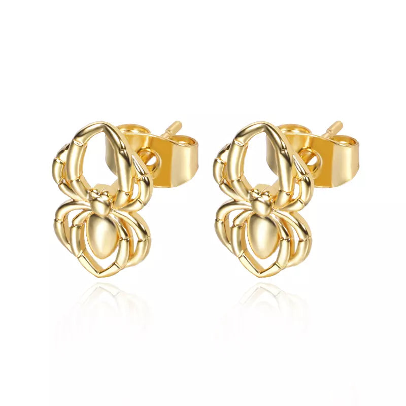 18K Gold Spider Earrings