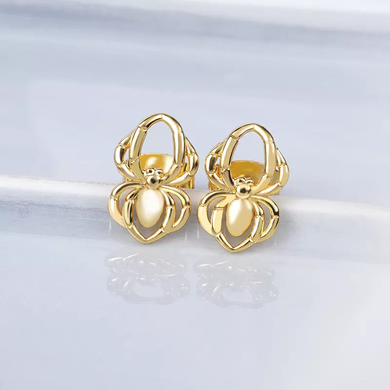 18K Gold Spider Earrings