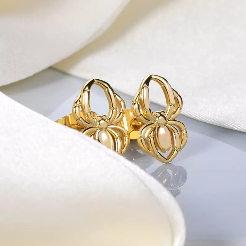 18K Gold Spider Earrings