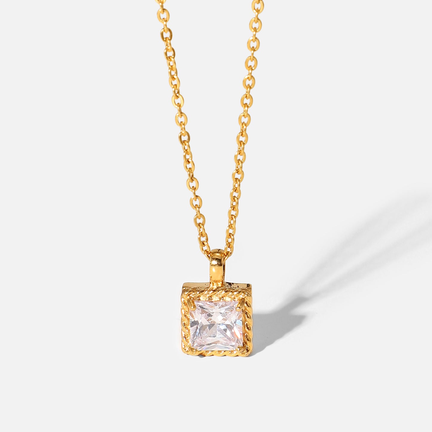 Pretentious Squared 18k PVD Gold Plated Colorful Zircon Necklaces