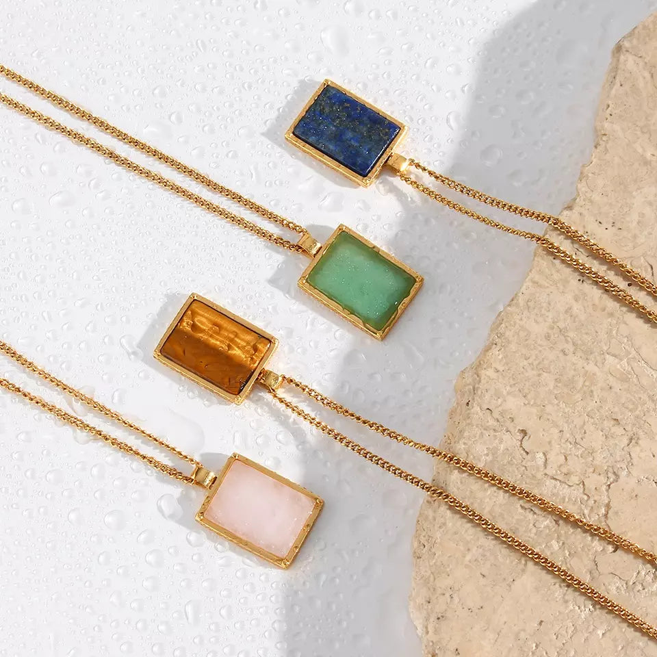 18K Gold Natural Stone Necklaces