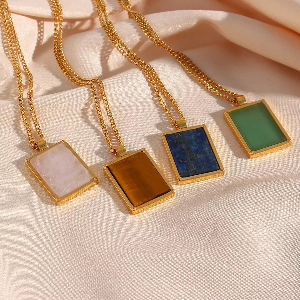 18K Gold Natural Stone Necklaces