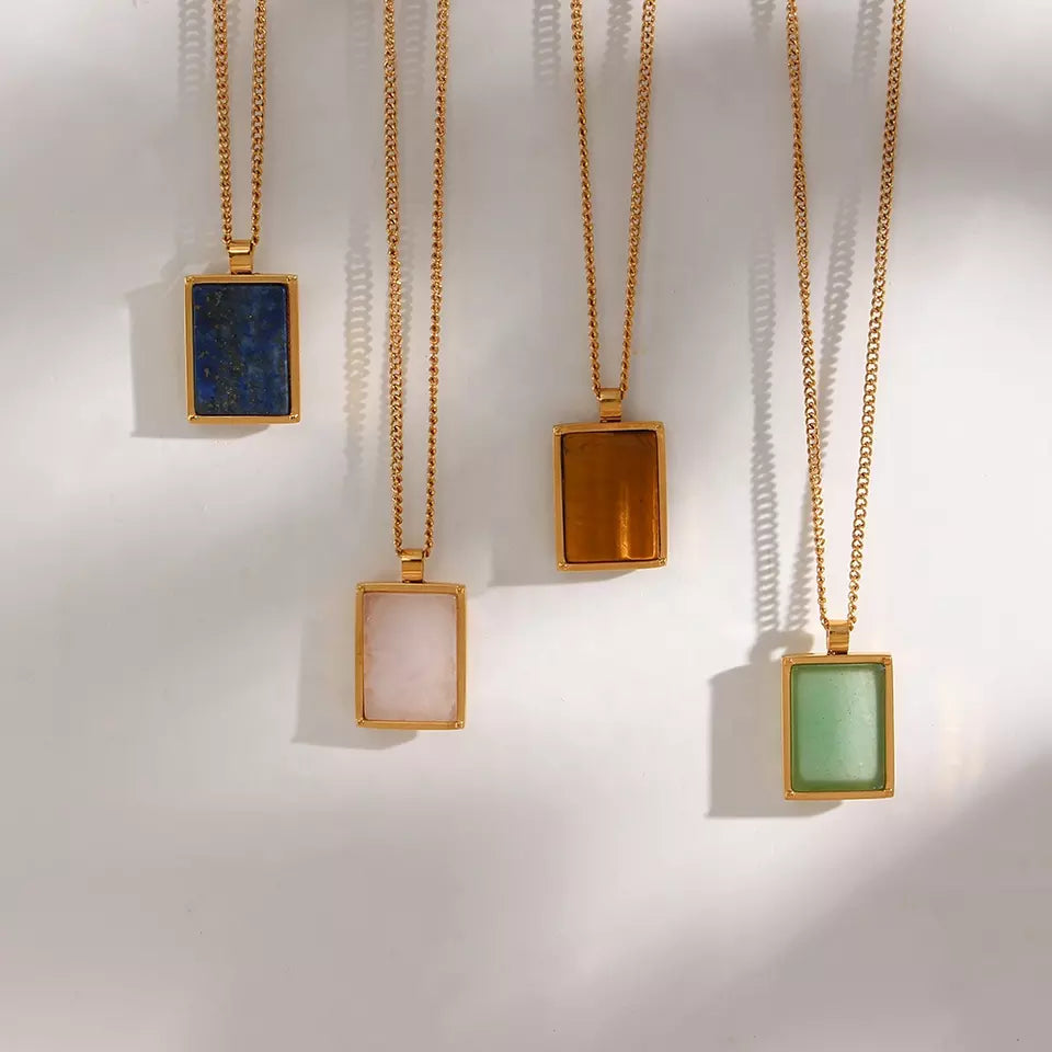 18K Gold Natural Stone Necklaces