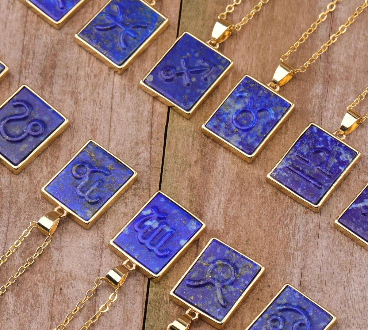 18K Gold Lapis Lazuli Zodiac Necklace