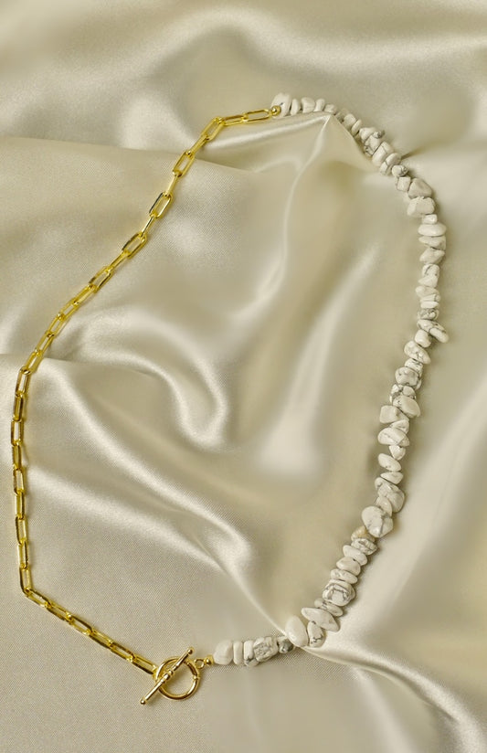 18K Gold & Howlite U Chain Necklace