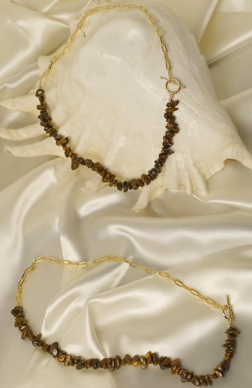 18K Gold & Tiger's Eye Quartz U Chain Necklace