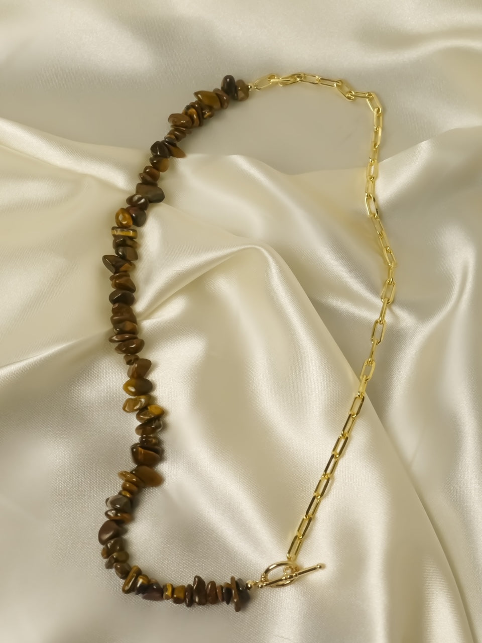 18K Gold & Tiger's Eye Quartz U Chain Necklace