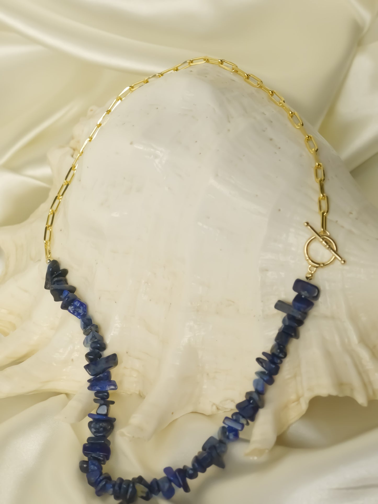 18K Gold & Lapis Lazuli U Chain Necklace