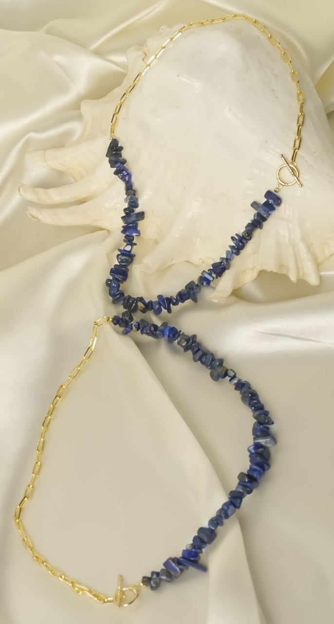 18K Gold & Lapis Lazuli U Chain Necklace