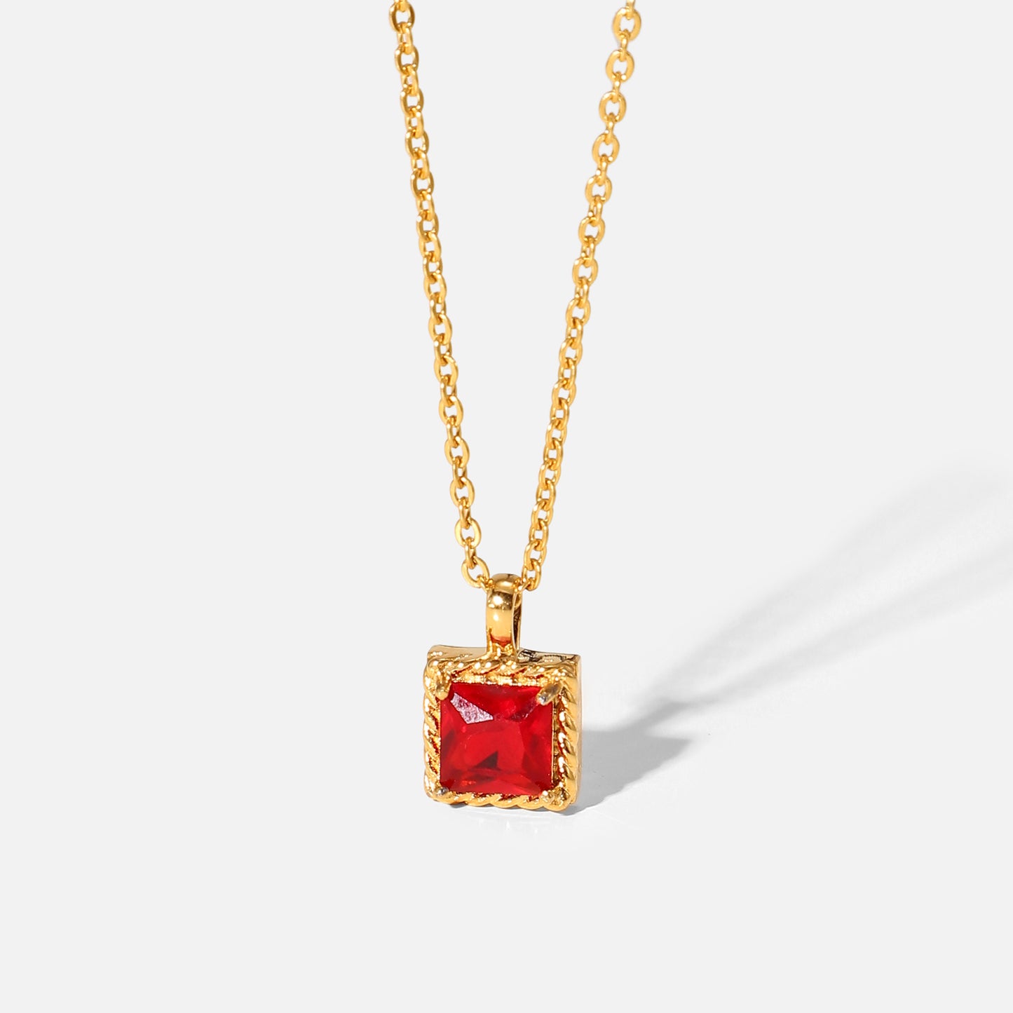 Pretentious Squared 18k PVD Gold Plated Colorful Zircon Necklaces