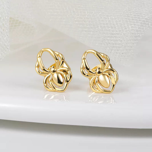 18K Gold Spider Earrings