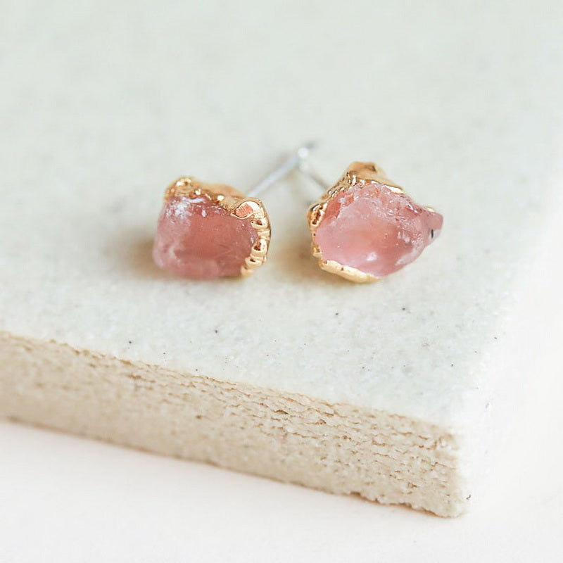 Raw Crystal Gold Dripped Earrings